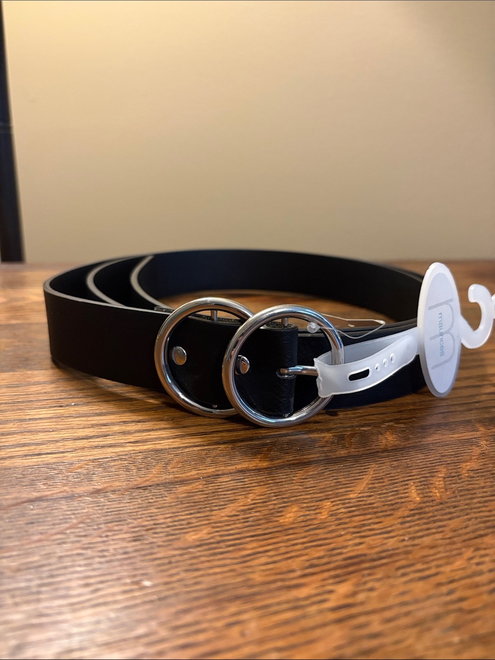 Maurices Black Double-Ring Belt with Silver Hardware